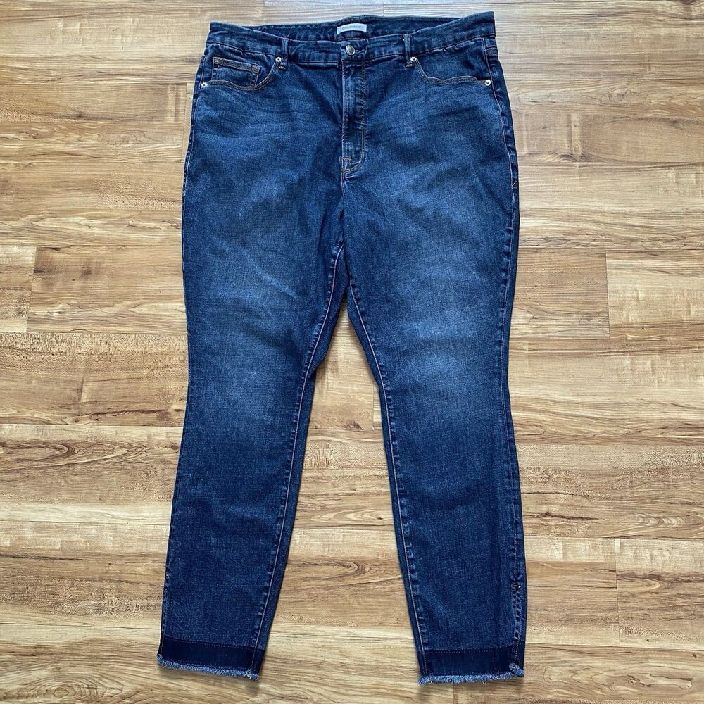 Good American Women’s 18 Blue Good Waist High Rise Skinny Raw Hem Boho City Jean